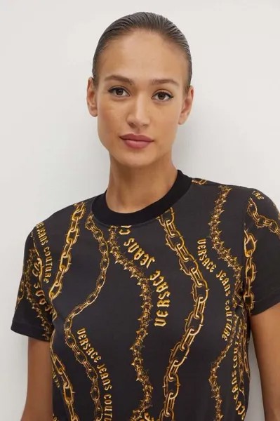 Хлопковая футболка Versace Jeans Couture, черный