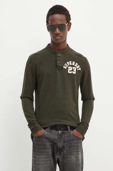 Хлопковая рубашка с длинным рукавом Superdry, зеленый