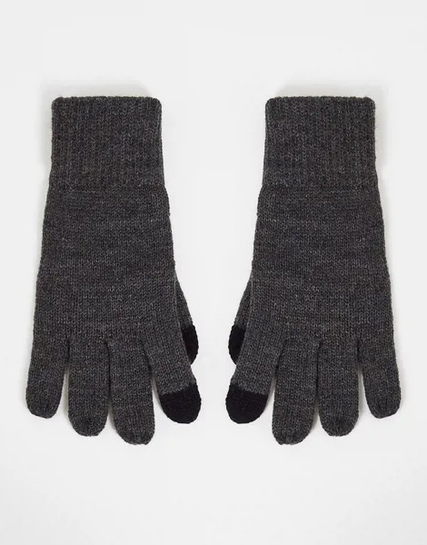 Темно-серые вязаные перчатки из переработанного материала Topman-Серый