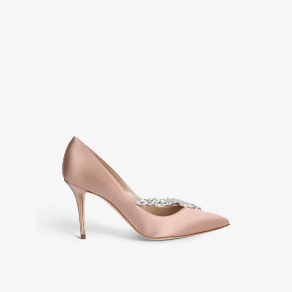 Атласные туфли Nadira, украшенные кристаллами Manolo Blahnik, красный