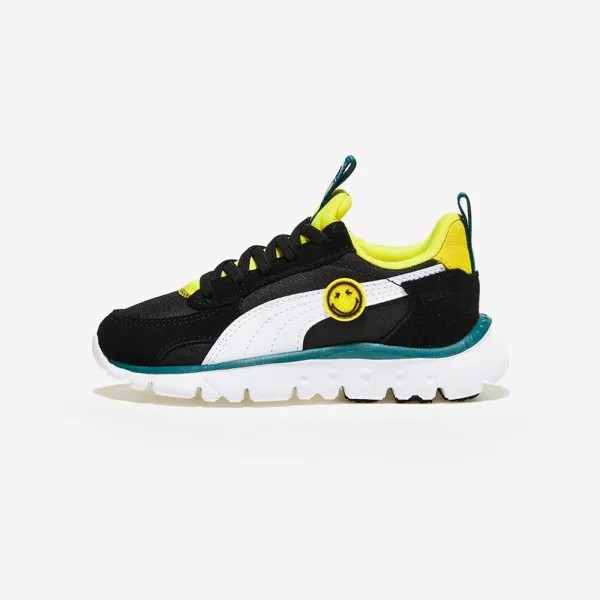 Слипоны Puma WR Flex Smiley World Preschool (Puma Black-Puma White-Ярко-желтый)