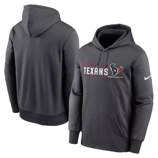 Мужской пуловер с капюшоном и логотипом Houston Texans Prime антрацитового цвета Nike