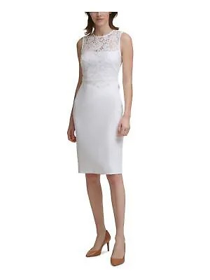 CALVIN KLEIN Женское белое коктейльное платье-футляр без рукавов ниже колена 4
