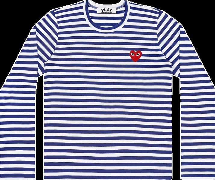 Футболка Comme Des Garçons PLAY Striped Heart Long-Sleeve T-Shirt 'Navy/White', синий