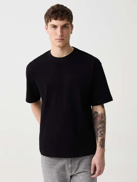 Однотонная хлопковая футболка Ovs, цвет black