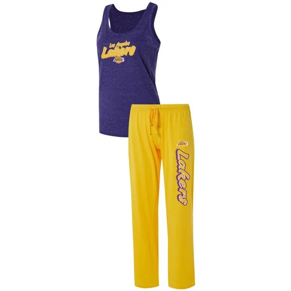 Женская спортивная золотистая/фиолетовая майка и брюки Los Angeles Lakers Racerback, комплект для сна для женщин Concepts