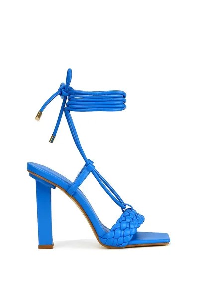 Туфли на блочном каблуке с плетеным ремешком и шнуровкой 'Mira' XY London, синий