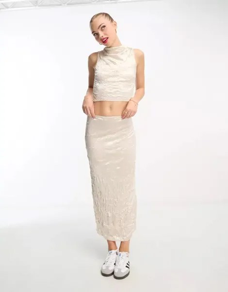 Кремово-белая структурированная юбка прямого кроя Miss Selfridge