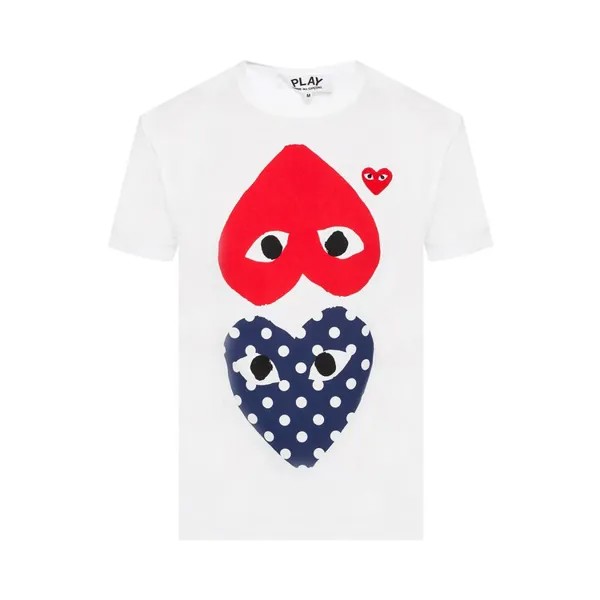 Футболка Comme des Garçons PLAY Polka Dot Mix Heart T-Shirt 'White', белый