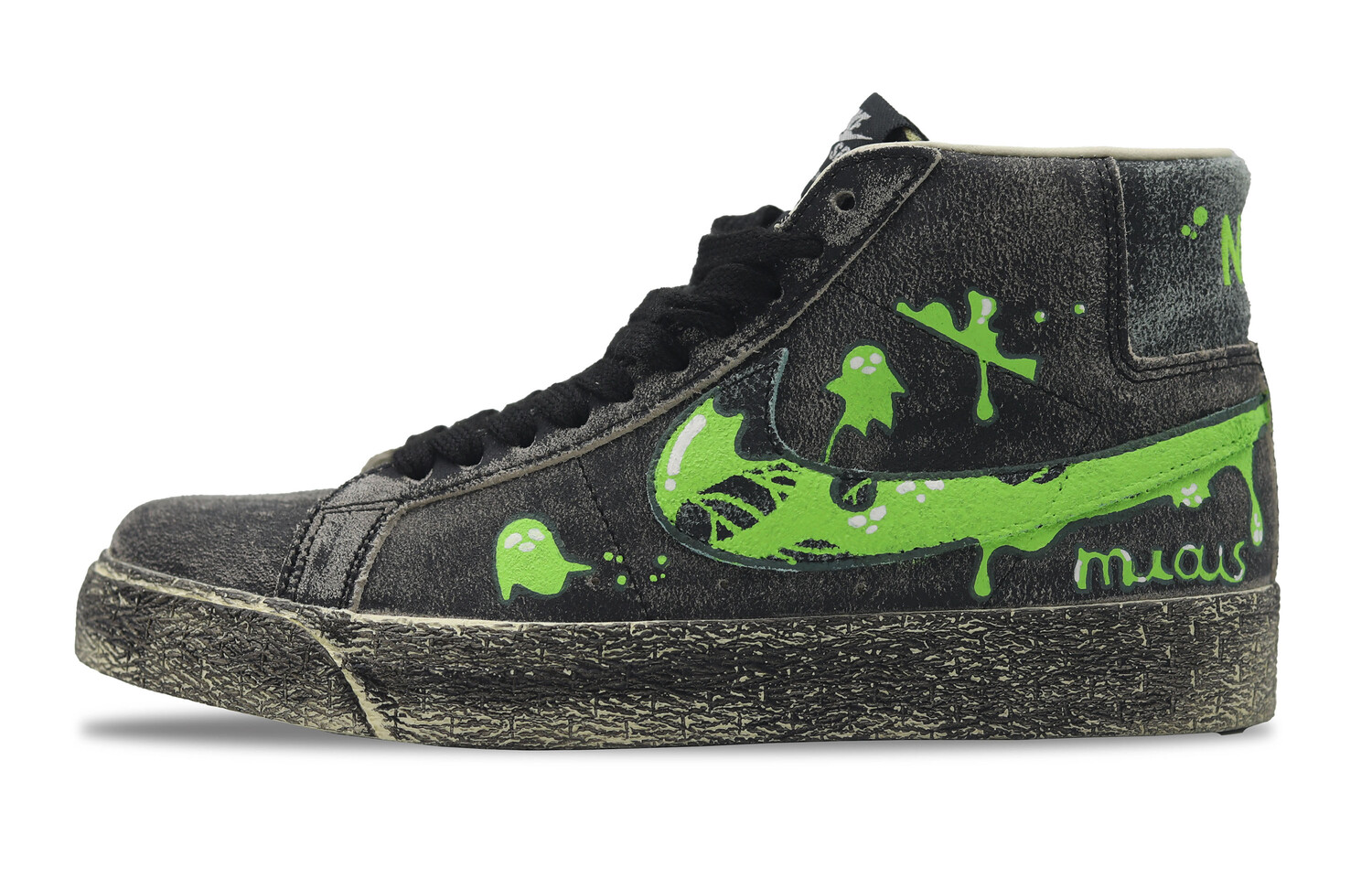 Кроссовки Nike Blazer Skateboarding Shoes Unisex Mid-top Black/Green, черный