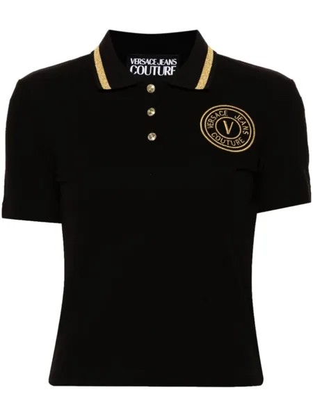 Versace Jeans Couture рубашка поло V-Emblem из ткани пике, черный