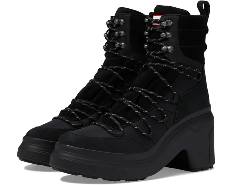 Ботинки Hunter Discoverer Mid Lace-Up Leather Heel Boot, черный