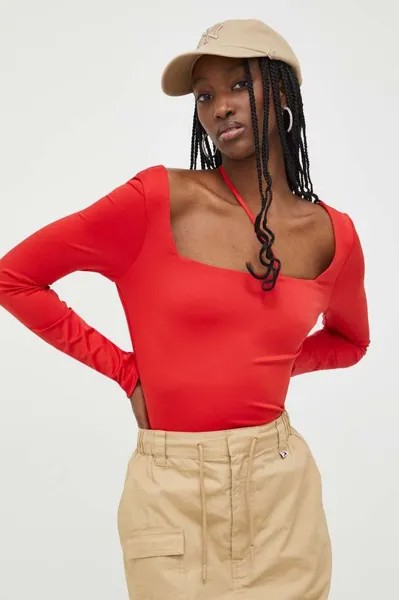 Лонгслив Tommy Jeans, красный