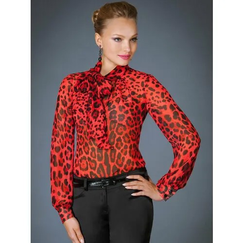 Блуза Арт-Деко, размер 52, красный