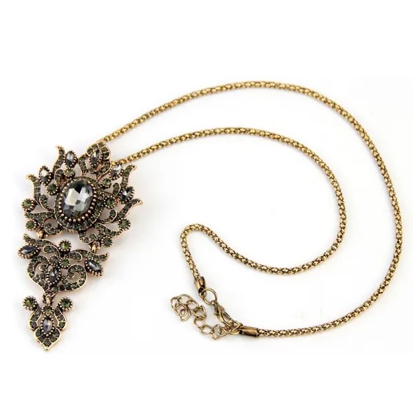 Турецкие женщины Хрустальное ожерелье Античный золотой цвет Готический Удачный Тотем Кулон Ожерелье
