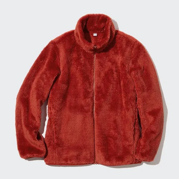 Куртка Uniqlo Fluffy Fleece Zipped, кораллово-красный