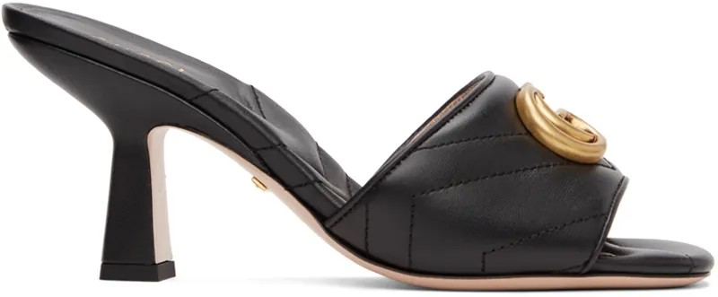 Черные босоножки на каблуке GG Marmont Gucci