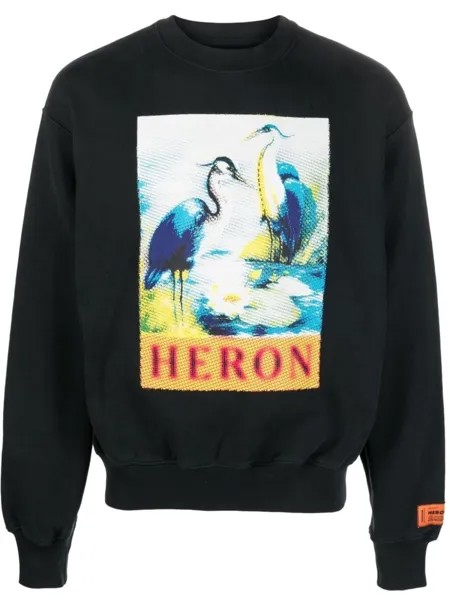 Heron Preston толстовка Heron с круглым вырезом и принтом, черный