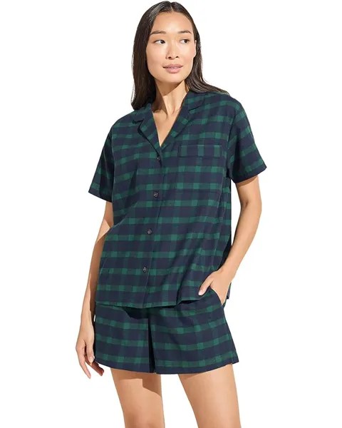 Пижама Eberjey Flannel Short, цвет Windowpane Plaid True Navy