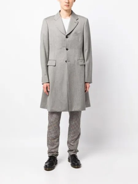 Однобортное шерстяное пальто с драпировкой Comme des Garçons Homme Plus, серый