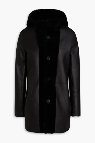 Дубленное пальто с капюшоном Maje, черный