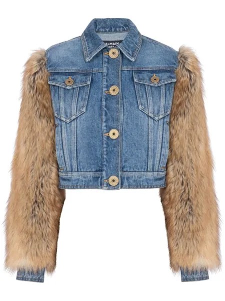 Balmain джинсовая куртка с искусственным мехом