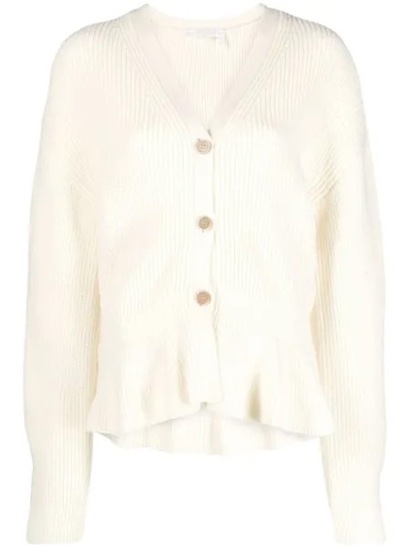 Chloé шерстяной кардиган с баской, белый