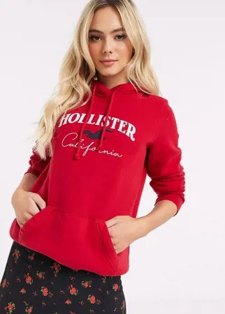 Худи с логотипом Hollister-Красный