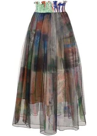 Quetsche многослойная юбка с принтом и складками