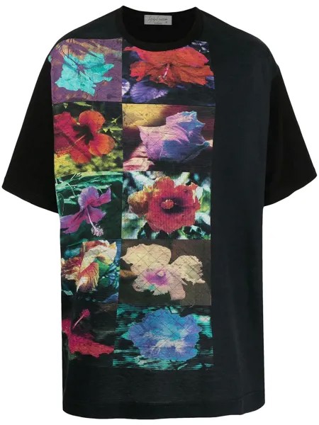 Yohji Yamamoto футболка с цветочным принтом