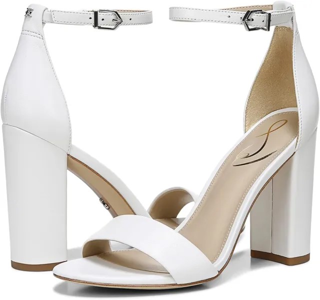 Туфли Sam Edelman Yaro Ankle Strap Sandal Heel, цвет Bright White Dress Nappa Leather