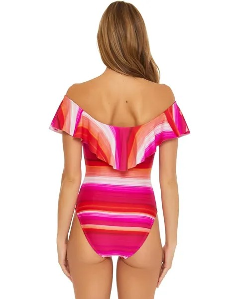 Купальник Trina Turk Solstice Off-the-Shoulder Ruffle One-Piece, мульти