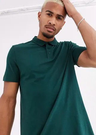 Зеленое длинное поло из органического хлопка ASOS DESIGN-Зеленый цвет