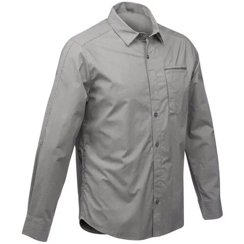 Рубашка модульная для походов и путешествий мужская TRAVEL 500 FORCLAZ Х Decathlon Серый Хаки M