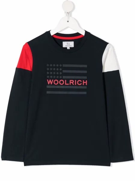 Woolrich Kids футболка с длинными рукавами и логотипом