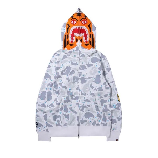 Худи BAPE Space Camo Tiger Full Zip Hoodie White, белый