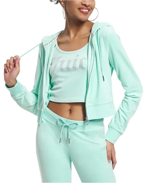 Худи Juicy Couture Solid Classic Juicy Hoodie With Back Bling, цвет Tint Of Mint
