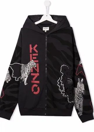 Kenzo Kids куртка с капюшоном и анималистичным принтом