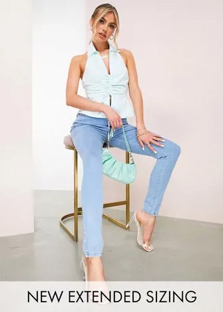 Пастельно-голубая рубашка без рукавов со сборками спереди ASOS DESIGN-Голубой