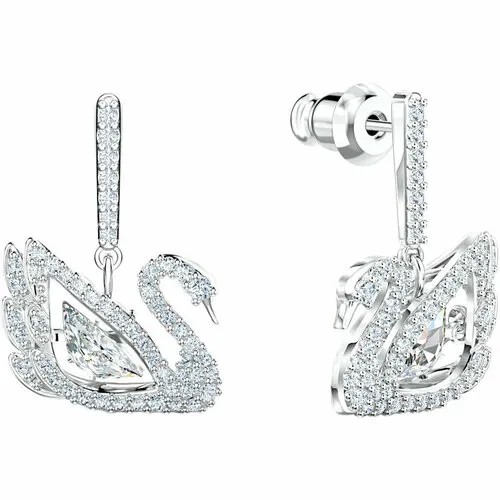 Серьги с подвесками SWAROVSKI, кристаллы Swarovski, размер/диаметр 23 мм, серебряный