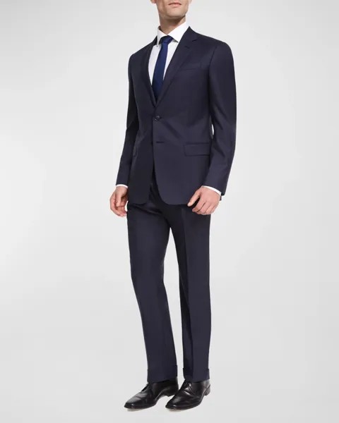 Мужской костюм из однотонной шерсти Giorgio Armani, цвет Solid Medium Blue