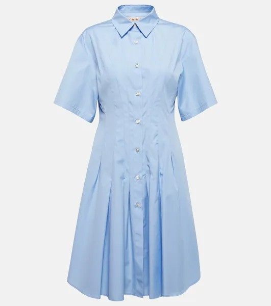 Платье-рубашка из хлопкового поплина MARNI, синий