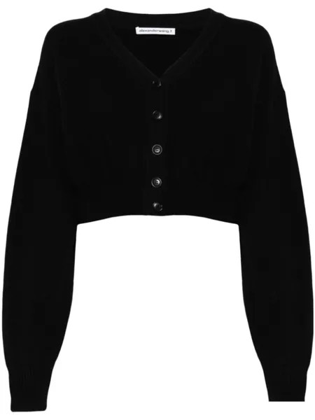 Alexander Wang укороченный кардиган с тисненым логотипом, черный