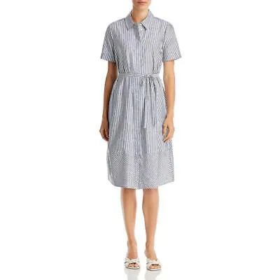 Женское платье-рубашка с коротким рукавом до колена в белую полоску DKNY M BHFO 5104