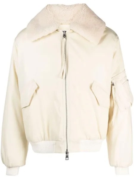 AMI Paris бомбер Boxy с меховым воротником, белый