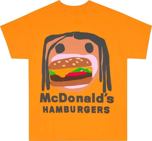 Футболка Cactus Jack by Travis Scott x Cactus Plant Flea Market Burger Mouth T-Shirt 'Gold', желтый
