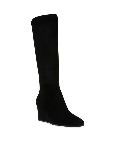 Женские сапоги до колена на танкетке Valonia Anne Klein, цвет Black Microsuede