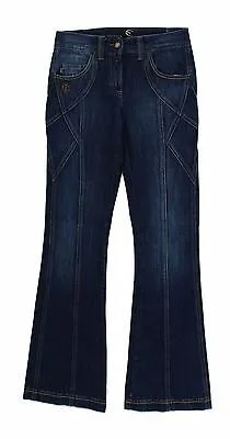 Джинсовые брюки JUST CAVALLI Синие хлопковые эластичные брюки с заниженной талией. W26 Рекомендуемая розничная цена 300 долларов США