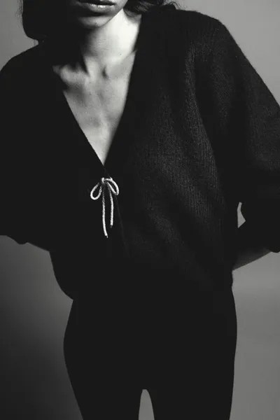 Жилет с лентой из стразов H&M, черный