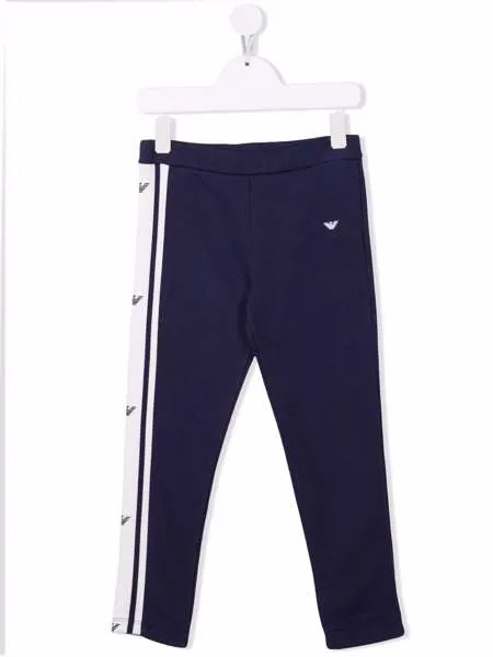 Emporio Armani Kids спортивные брюки с логотипами на лампасах